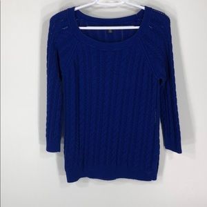 Blue ribbed Crochet sweater